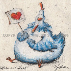Zeichnung Huhn mit Herz PGM Art Worls Britta Schoenen