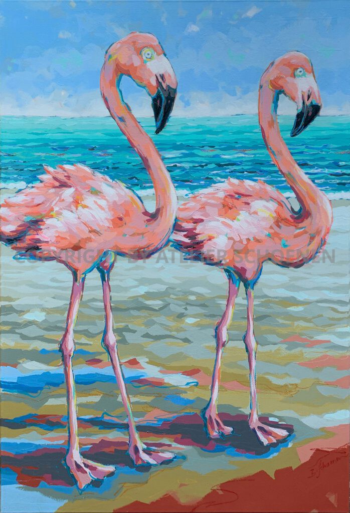 Gemaelde von Britta Schoenen - Flamingos