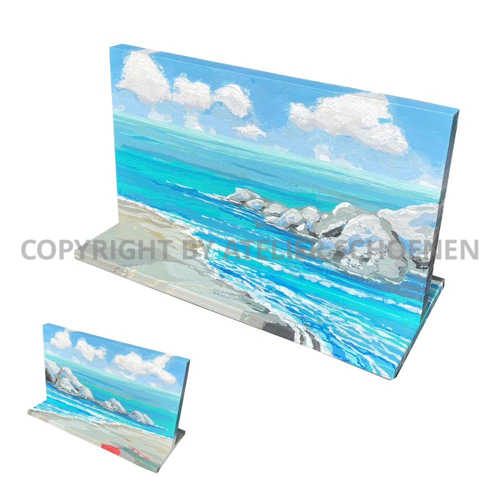 Das Meer als Bildobjekt Kunstwerk Kunst Malerei auf Holz zum Hinstellen Painting The Sea modern object Schoenen Atelier und Schauraum Eynatten Raeren Belgium